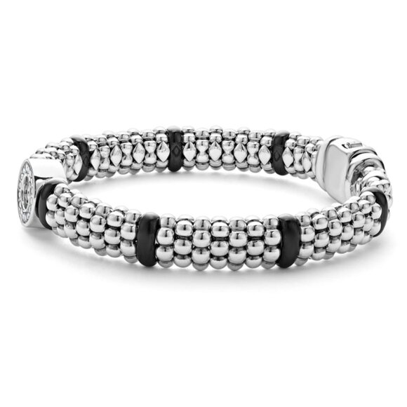 Black Ceramic and Diamond Circle Bracelet from Lagos Sz6 and Sz7( 9mm) - Picture 4 of 11